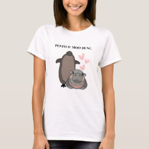 Pesto und Moo Deng Hippo und Pinguin Meme T-Shirt