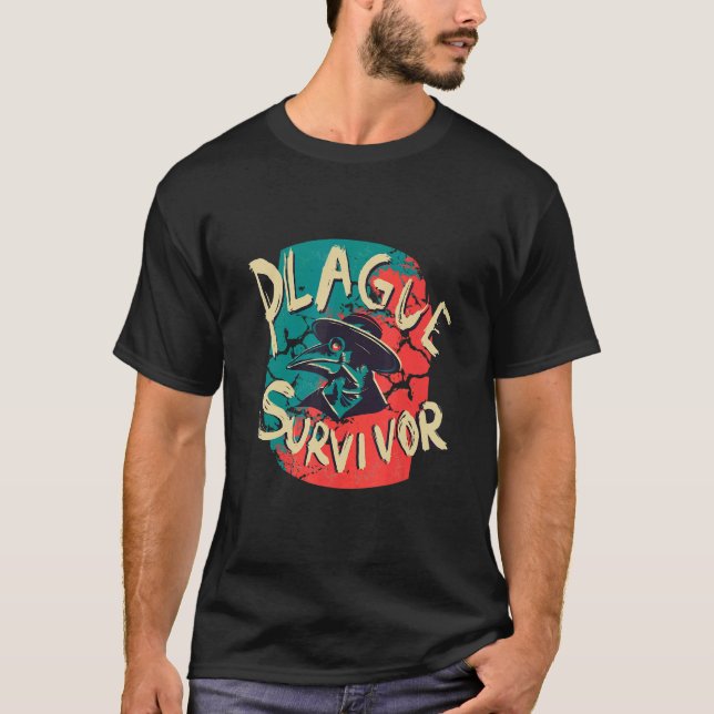 Pestüberlebender   Pestdoktor Mittelalterlich Grus T-Shirt (Vorderseite)