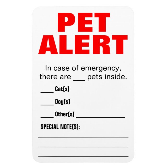 Pet Alert Magnet (Vertikal)