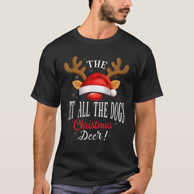 Pet all the dogs Christmas Deer PJS Xmas Family Ma T-Shirt (Vorderseite)