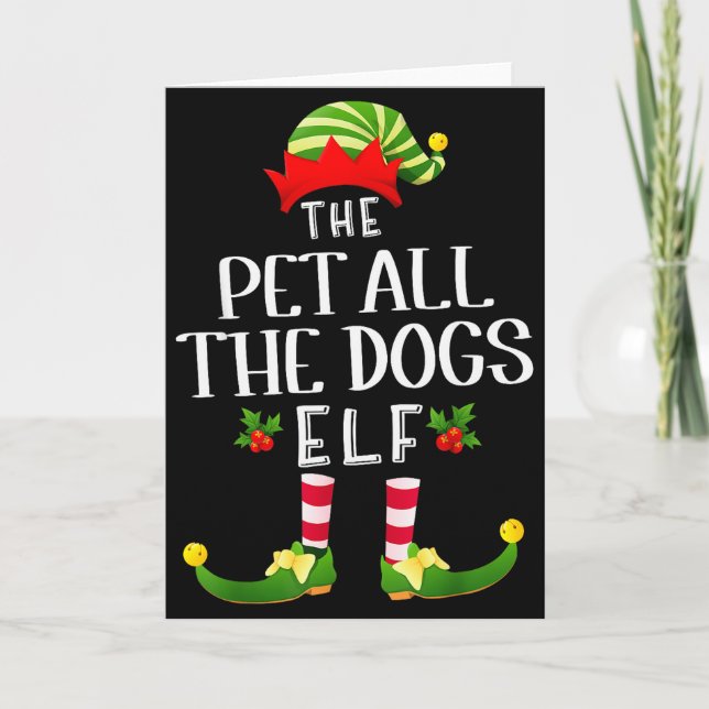 Pet All The Dogs Christmas Elf Matching Pajama X-m Karte (Vorderseite)