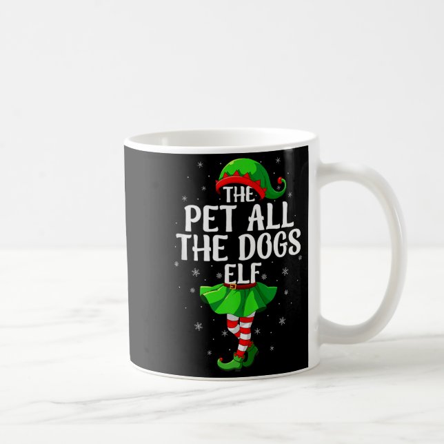 Pet All The Dogs Elf Christmas Girls Women Elf Squ Kaffeetasse (Rechts)