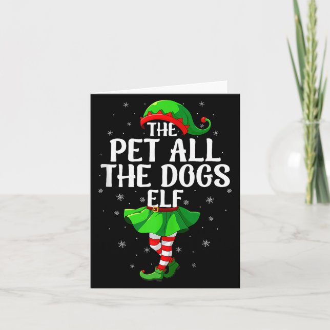 Pet All The Dogs Elf Christmas Girls Women Elf Squ Karte (Vorderseite)