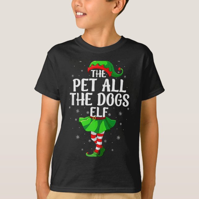 Pet All The Dogs Elf Christmas Girls Women Elf Squ T-Shirt (Vorderseite)