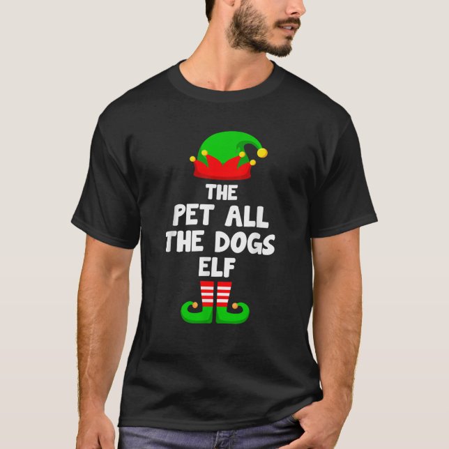 Pet All The Dogs Elf Matching Family Christmas  T-Shirt (Vorderseite)