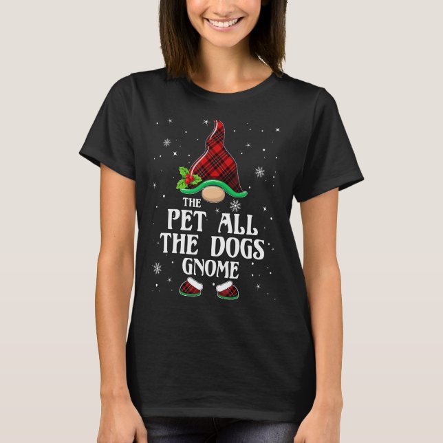Pet all the Hogs Gnome Red Kariert Matching Family T-Shirt (Vorderseite)