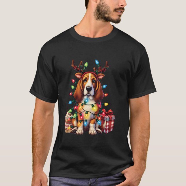 Pet Animal Basset Hound Dog Lover Reindeer Christm T-Shirt (Vorderseite)