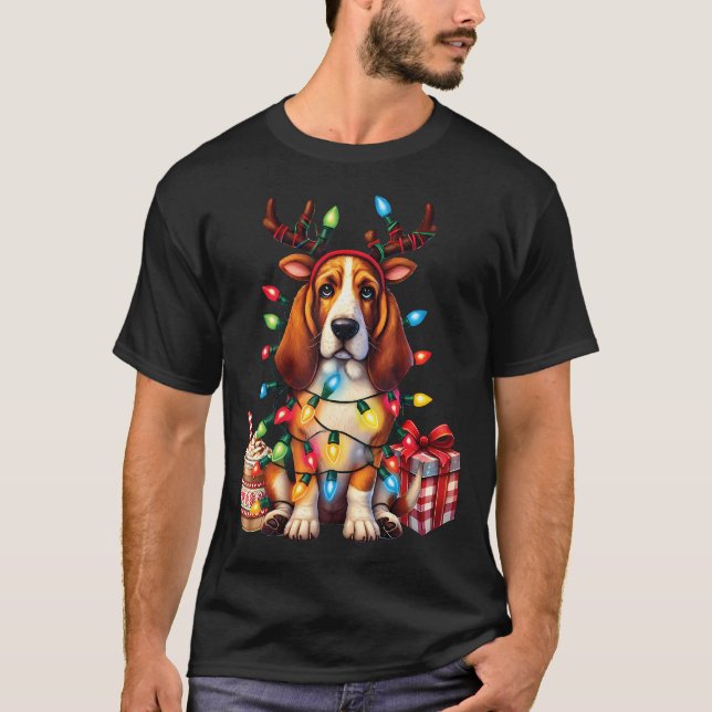 Pet Animal Basset Hound Dog Lover Reindeer Christm T-Shirt (Vorderseite)