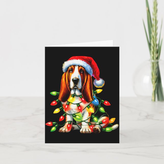Pet Animal Bet Hound Dog Lover Santa Hat Christmas Karte (Vorderseite)
