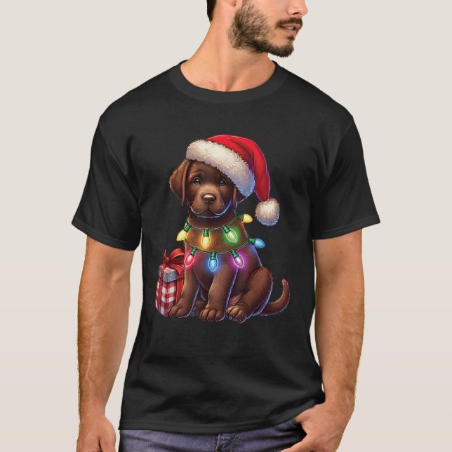 Pet Animal Chocolate Labrador Dog Santa hat Christ T-Shirt (Vorderseite)