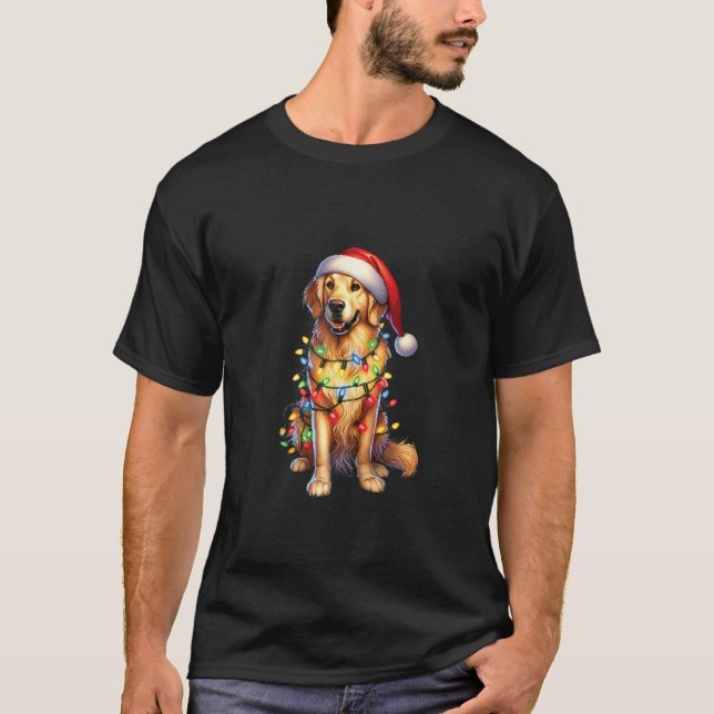 Pet Animal Golden Retriever Dog Santa hat Christma T-Shirt (Vorderseite)