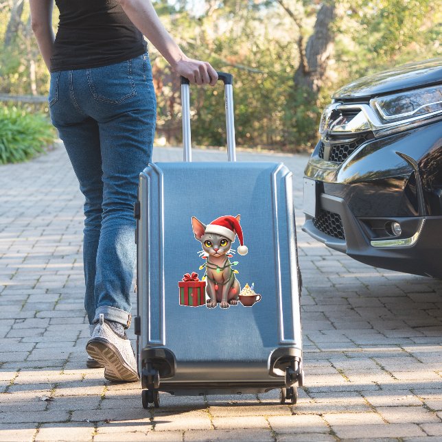 Pet Animal Lovers Cute Sphynx cat Reindeer Antlers Aufkleber (Koffer Insitu)