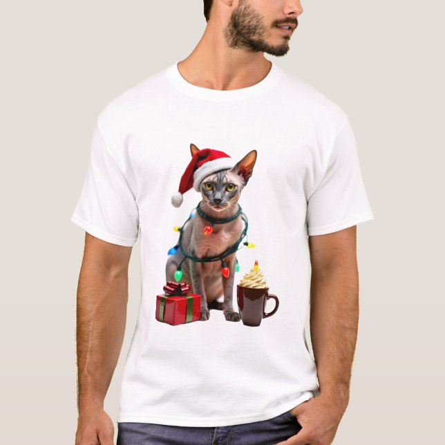 Pet Animal Lovers Cute Sphynx cat Reindeer Antlers T-Shirt (Vorderseite)