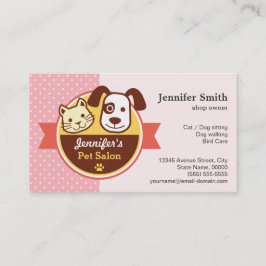 Pet Beauty Salon - Pink Polka Dots Visitenkarte