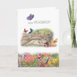 pet Beileid, Katze im Garten, heartfelt Mitteilung Karte