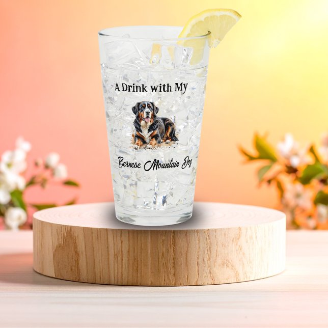 Pet Bernese Watercolor Personalize Glas (Elegant Personalized Glass,)