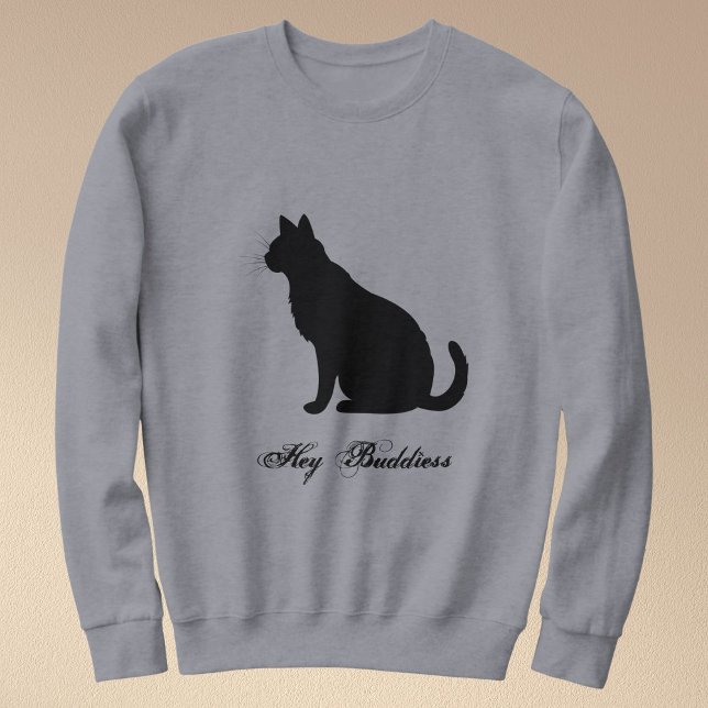 Pet Black Cat Lovers Funny Quote Customized Grey Sweatshirt (Von Creator hochgeladen)