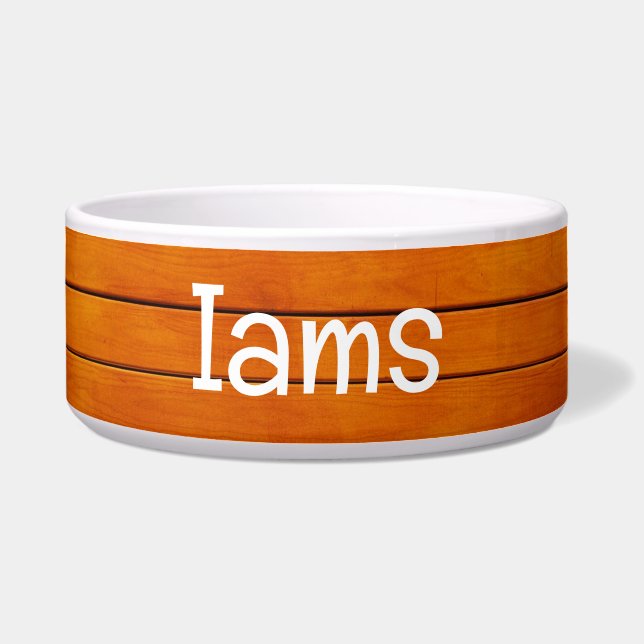 Pet-Bowl aus Holz mit IAMS-Text Napf (Vorderseite)