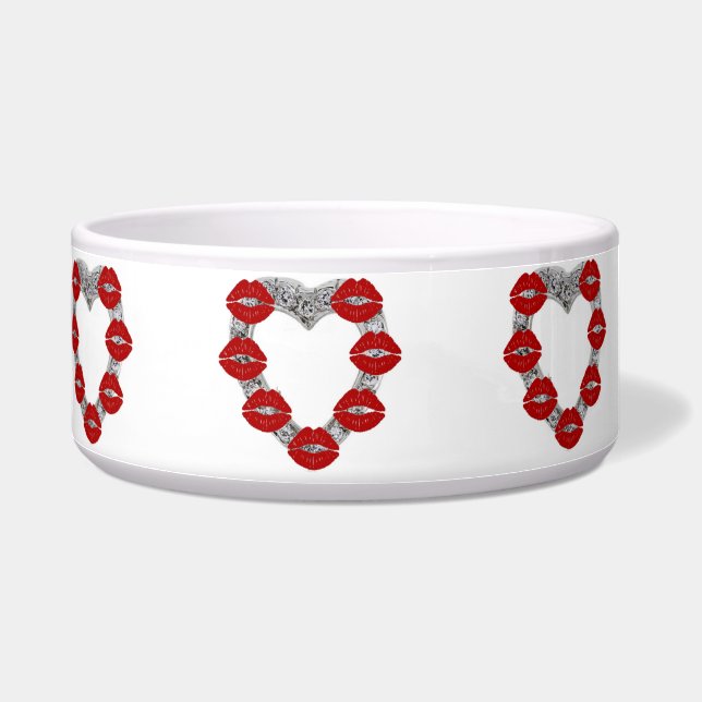 Pet Bowl Herz Diamond mit Küssen Napf (Links)