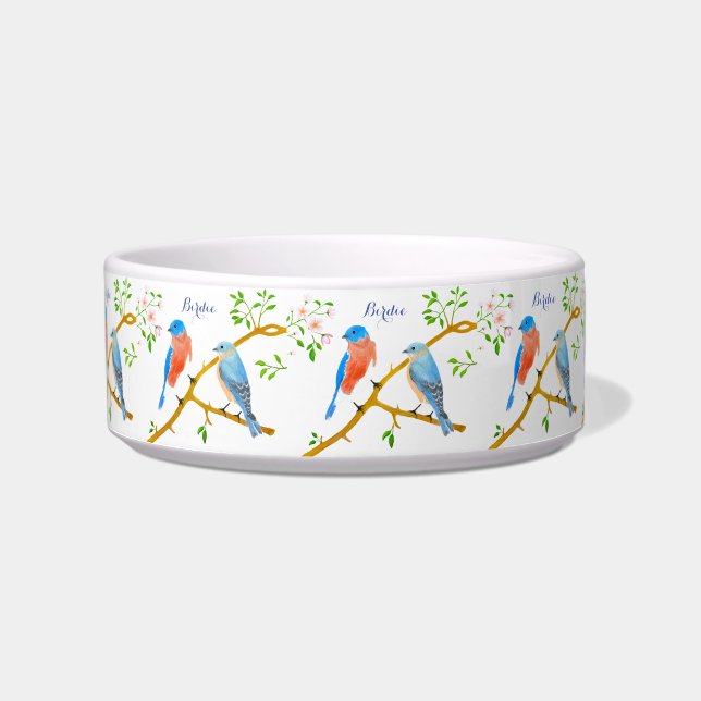 Pet Bowl mit Bluebirts und Text Napf (Vorderseite)