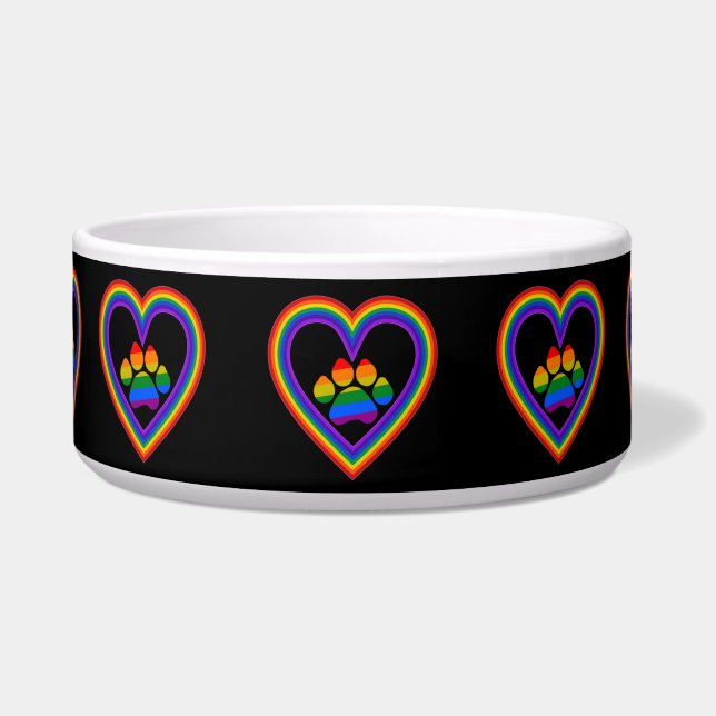 Pet Bowl Regenbogenherz mit Regenbogenhaut Napf (Vorderseite)