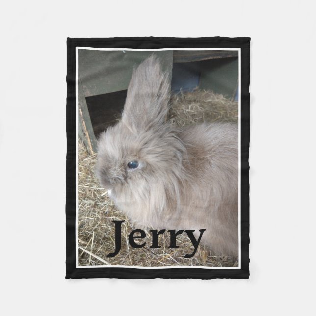 Pet Bunny Memorial Single Foto und Name Fleecedecke (Vorderseite)