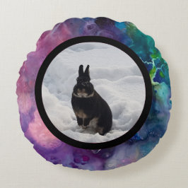 Pet bunny photo - acrylic paint rundes kissen