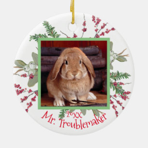 Pet Bunny Rabbit Weihnachts-Foto Weihnachts-Niedli Keramik Ornament