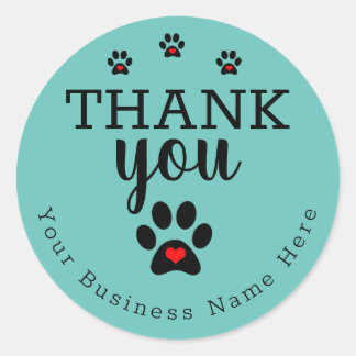 Pet Business, Dog Paw Custom Danke Stickers