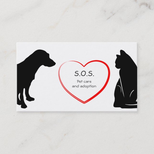 Pet Care and Adoption Business Card Visitenkarte (Vorderseite)