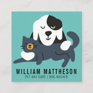 PET CARE   Dog Walker Pet Sitter Business Card Quadratische Visitenkarte