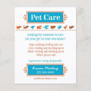 Pet Care Flyer Colorful Animal Silhouettes