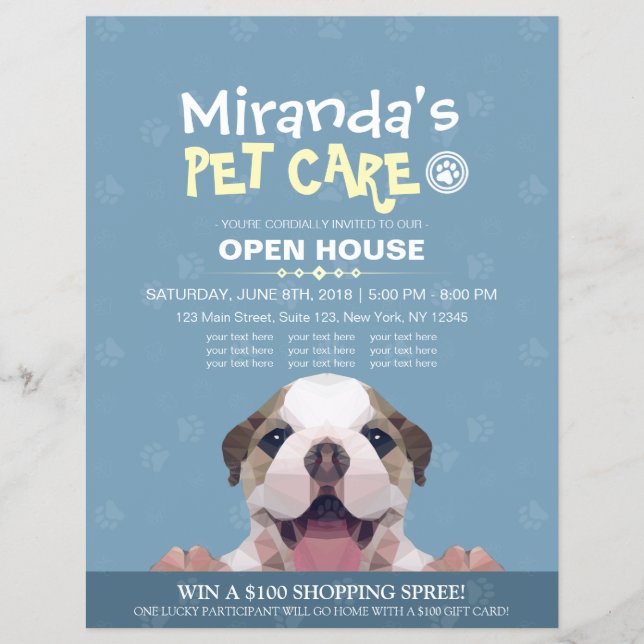 Pet Care Grooming Shop Pet Beauty Salon Open House Flyer (Vorne)