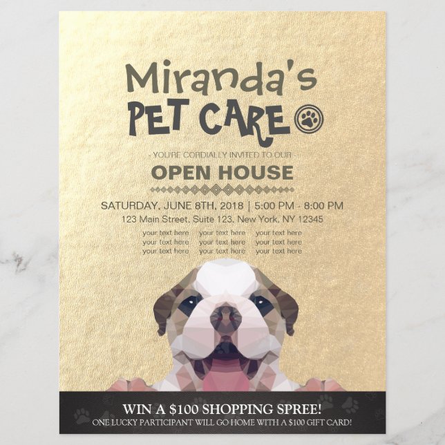 Pet Care Grooming Shop Pet Beauty Salon Open House Flyer (Vorne)