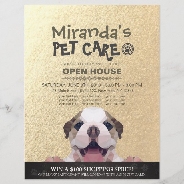 Pet Care Grooming Shop Pet Beauty Salon Open House Flyer (Vorne)