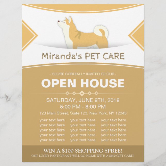 Pet Care Grooming Shop Pet Beauty Salon Open House Flyer (Vorne)