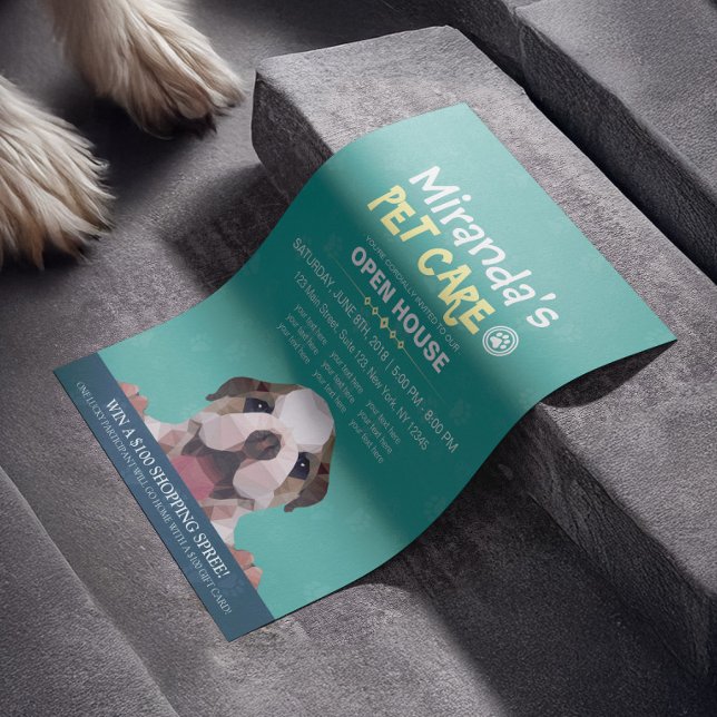 Pet Care Grooming Shop Pet Beauty Salon Open House Flyer (Von Creator hochgeladen)