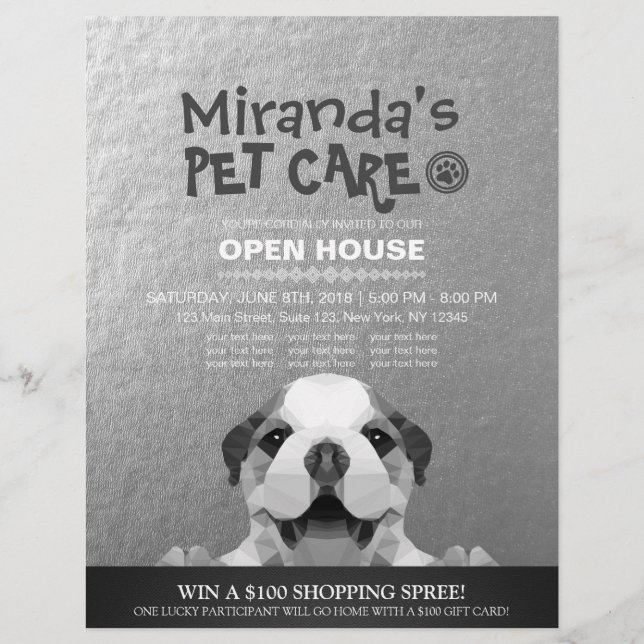 Pet Care Grooming Shop Pet Beauty Salon Open House Flyer (Vorne)