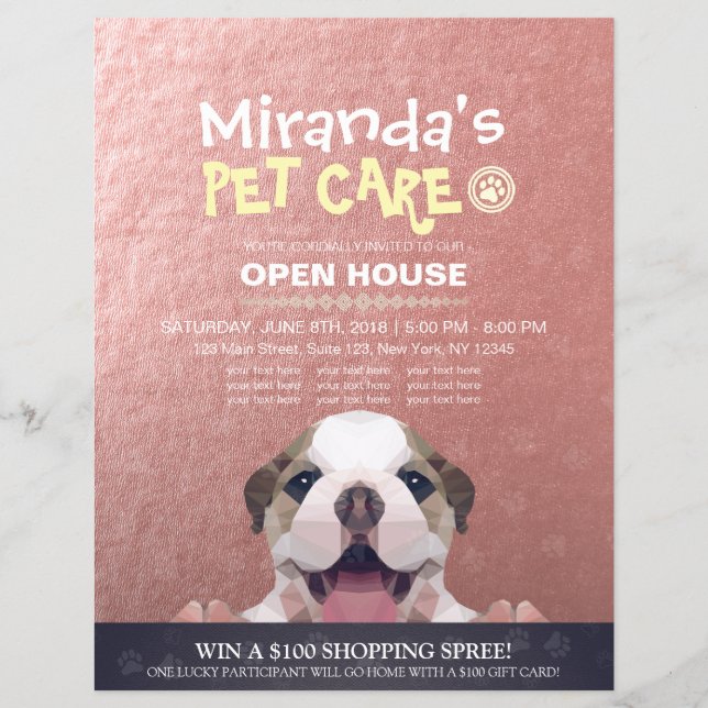 Pet Care Grooming Shop Pet Beauty Salon Open House Flyer (Vorne)