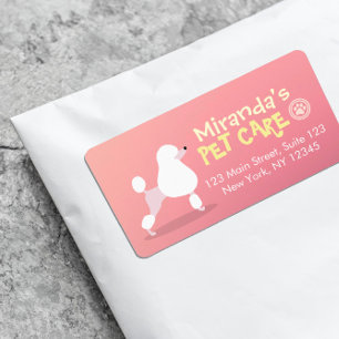 Pet Care Grooming Sitting Adorable Cartoon Hund Adressaufkleber