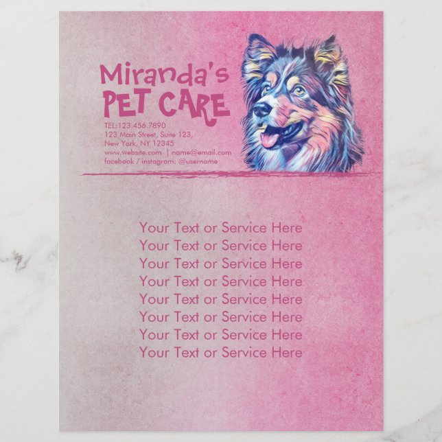 Pet Care Grooming Sitting Adorable Cartoon Hund Flyer (Vorne)