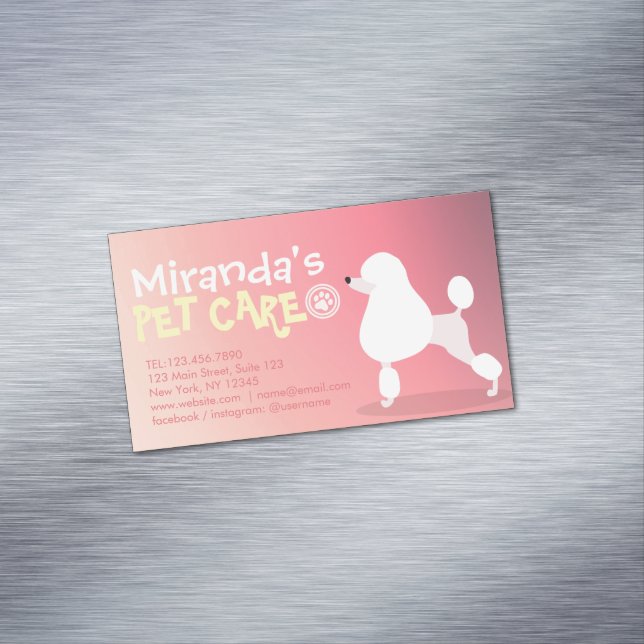 Pet Care Grooming Sitting Adorable Cartoon Hund Magnetische Visitenkarte (Beispiel)