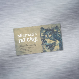 Pet Care Grooming Sitting Adorable Cartoon Hund Magnetische Visitenkarte