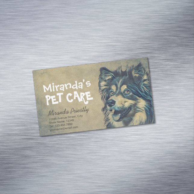 Pet Care Grooming Sitting Adorable Cartoon Hund Magnetische Visitenkarte (Beispiel)