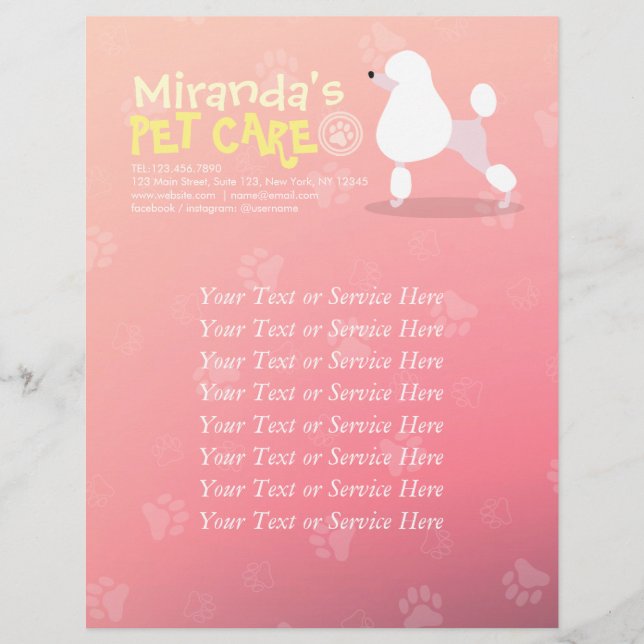 Pet Care Sitting Adorable Cartoon Dog Illustration Flyer (Vorne)