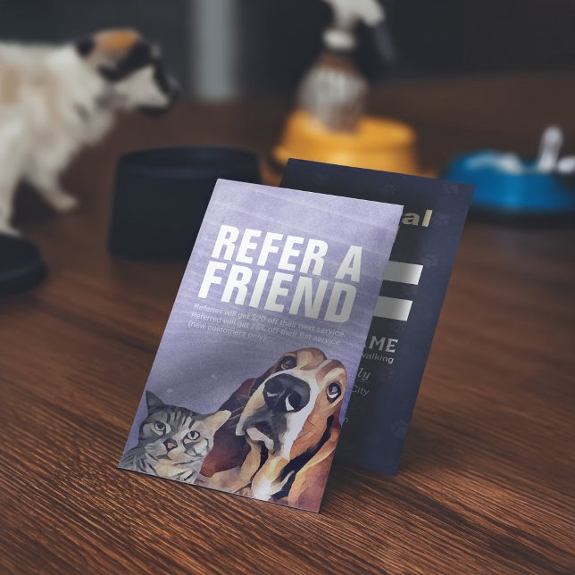 Pet Care Sitting Bade Grooming Salon Food Shop Empfehlungskarte (Von Creator hochgeladen)