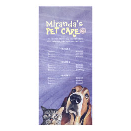 Pet Care Sitting Grooming Beauty Salon Preisliste Werbekarte