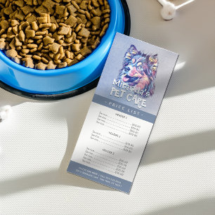 Pet Care Sitting Grooming Beauty Salon Preisliste Werbekarte