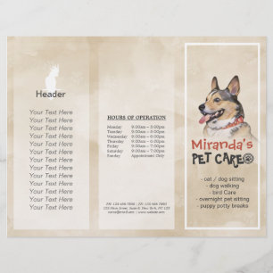 Pet Care Sitting Grooming Salon Tri-Fold Broschüre