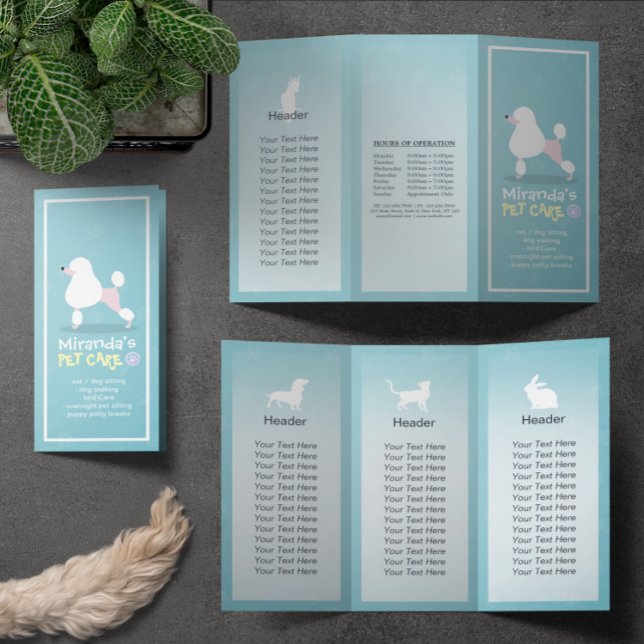 Pet Care Sitting Grooming Salon Tri-Fold Broschüre (Von Creator hochgeladen)